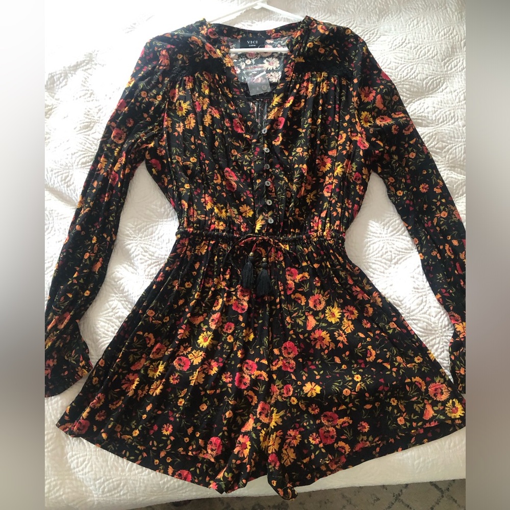 Vici Black Floral Jumpsuit